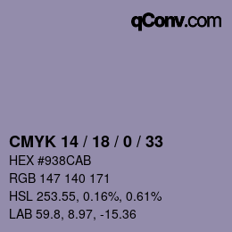 Color code: CMYK 14 / 18 / 0 / 33 | qconv.com