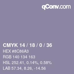 颜色代码: CMYK 14 / 18 / 0 / 36 | qconv.com