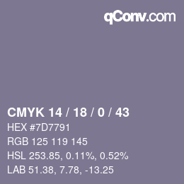 Color code: CMYK 14 / 18 / 0 / 43 | qconv.com