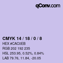 カラーコード: CMYK 14 / 18 / 0 / 8 | qconv.com