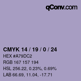 カラーコード: CMYK 14 / 19 / 0 / 24 | qconv.com
