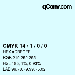 Farbcode: CMYK 14 / 1 / 0 / 0 | qconv.com