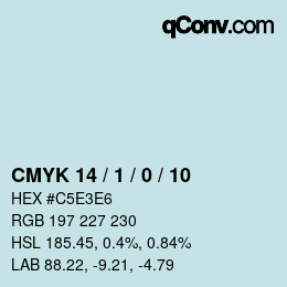 カラーコード: CMYK 14 / 1 / 0 / 10 | qconv.com