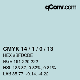 カラーコード: CMYK 14 / 1 / 0 / 13 | qconv.com