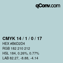 Color code: CMYK 14 / 1 / 0 / 17 | qconv.com