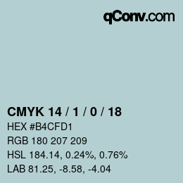 カラーコード: CMYK 14 / 1 / 0 / 18 | qconv.com