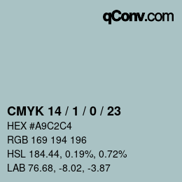 Farbcode: CMYK 14 / 1 / 0 / 23 | qconv.com