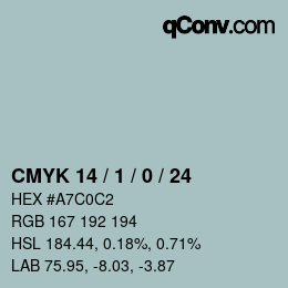 Color code: CMYK 14 / 1 / 0 / 24 | qconv.com