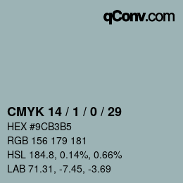颜色代码: CMYK 14 / 1 / 0 / 29 | qconv.com