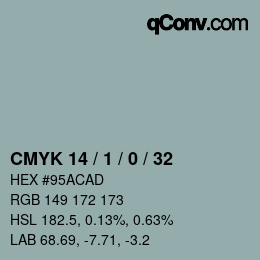 カラーコード: CMYK 14 / 1 / 0 / 32 | qconv.com