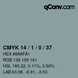 颜色代码: CMYK 14 / 1 / 0 / 37 | qconv.com