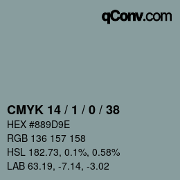カラーコード: CMYK 14 / 1 / 0 / 38 | qconv.com