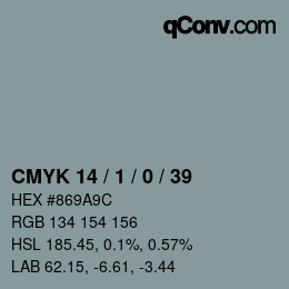 カラーコード: CMYK 14 / 1 / 0 / 39 | qconv.com