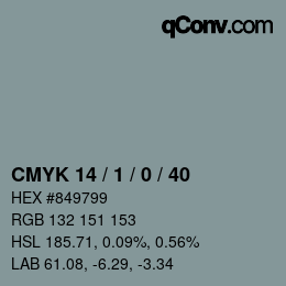 カラーコード: CMYK 14 / 1 / 0 / 40 | qconv.com