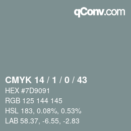 颜色代码: CMYK 14 / 1 / 0 / 43 | qconv.com