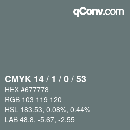 Color code: CMYK 14 / 1 / 0 / 53 | qconv.com