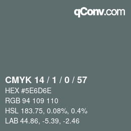 Color code: CMYK 14 / 1 / 0 / 57 | qconv.com