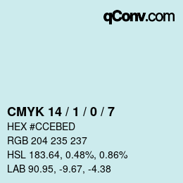 カラーコード: CMYK 14 / 1 / 0 / 7 | qconv.com
