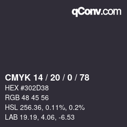 Color code: CMYK 14 / 20 / 0 / 78 | qconv.com