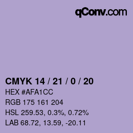 カラーコード: CMYK 14 / 21 / 0 / 20 | qconv.com