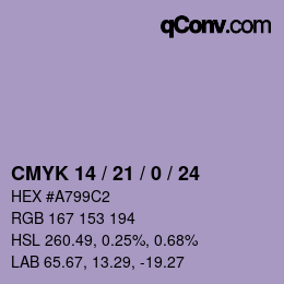 颜色代码: CMYK 14 / 21 / 0 / 24 | qconv.com