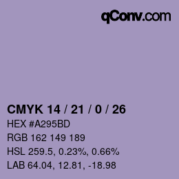 カラーコード: CMYK 14 / 21 / 0 / 26 | qconv.com