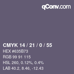 Farbcode: CMYK 14 / 21 / 0 / 55 | qconv.com