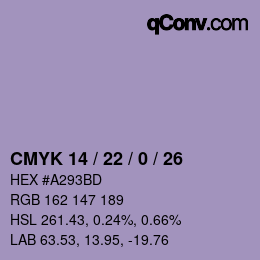 Color code: CMYK 14 / 22 / 0 / 26 | qconv.com