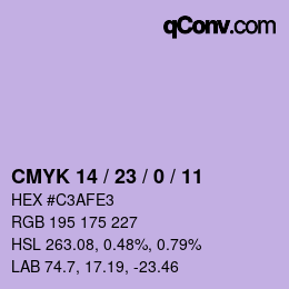 カラーコード: CMYK 14 / 23 / 0 / 11 | qconv.com