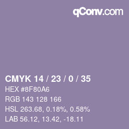 颜色代码: CMYK 14 / 23 / 0 / 35 | qconv.com