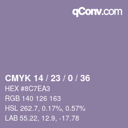 颜色代码: CMYK 14 / 23 / 0 / 36 | qconv.com