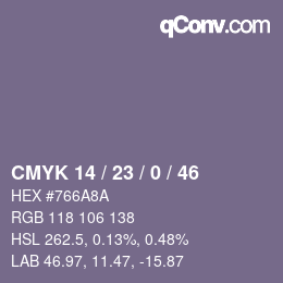 Color code: CMYK 14 / 23 / 0 / 46 | qconv.com