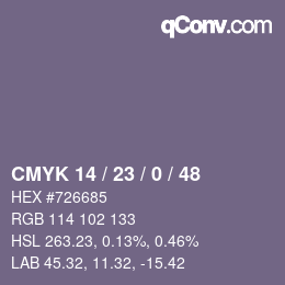 Color code: CMYK 14 / 23 / 0 / 48 | qconv.com