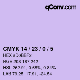 カラーコード: CMYK 14 / 23 / 0 / 5 | qconv.com