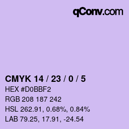 カラーコード: CMYK 14 / 23 / 0 / 5 | qconv.com