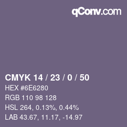 カラーコード: CMYK 14 / 23 / 0 / 50 | qconv.com