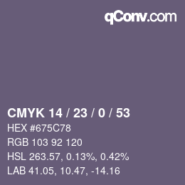 颜色代码: CMYK 14 / 23 / 0 / 53 | qconv.com