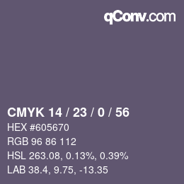Color code: CMYK 14 / 23 / 0 / 56 | qconv.com