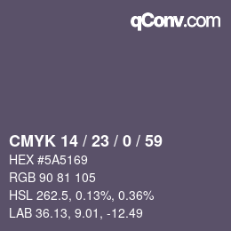 颜色代码: CMYK 14 / 23 / 0 / 59 | qconv.com