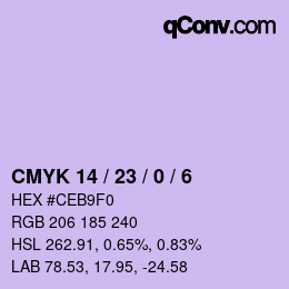 カラーコード: CMYK 14 / 23 / 0 / 6 | qconv.com