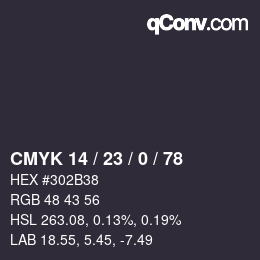 Color code: CMYK 14 / 23 / 0 / 78 | qconv.com