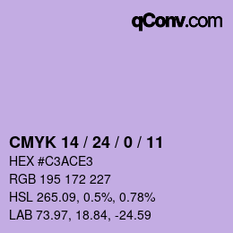 カラーコード: CMYK 14 / 24 / 0 / 11 | qconv.com