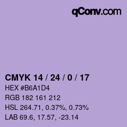 颜色代码: CMYK 14 / 24 / 0 / 17 | qconv.com