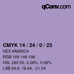 カラーコード: CMYK 14 / 24 / 0 / 23 | qconv.com