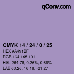 カラーコード: CMYK 14 / 24 / 0 / 25 | qconv.com