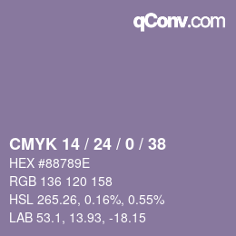 Color code: CMYK 14 / 24 / 0 / 38 | qconv.com