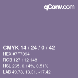 カラーコード: CMYK 14 / 24 / 0 / 42 | qconv.com
