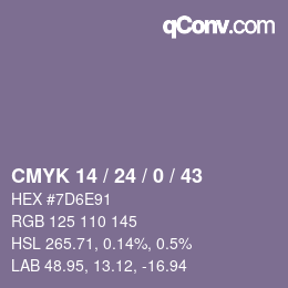 颜色代码: CMYK 14 / 24 / 0 / 43 | qconv.com