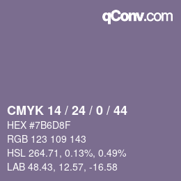 Color code: CMYK 14 / 24 / 0 / 44 | qconv.com