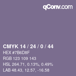 カラーコード: CMYK 14 / 24 / 0 / 44 | qconv.com